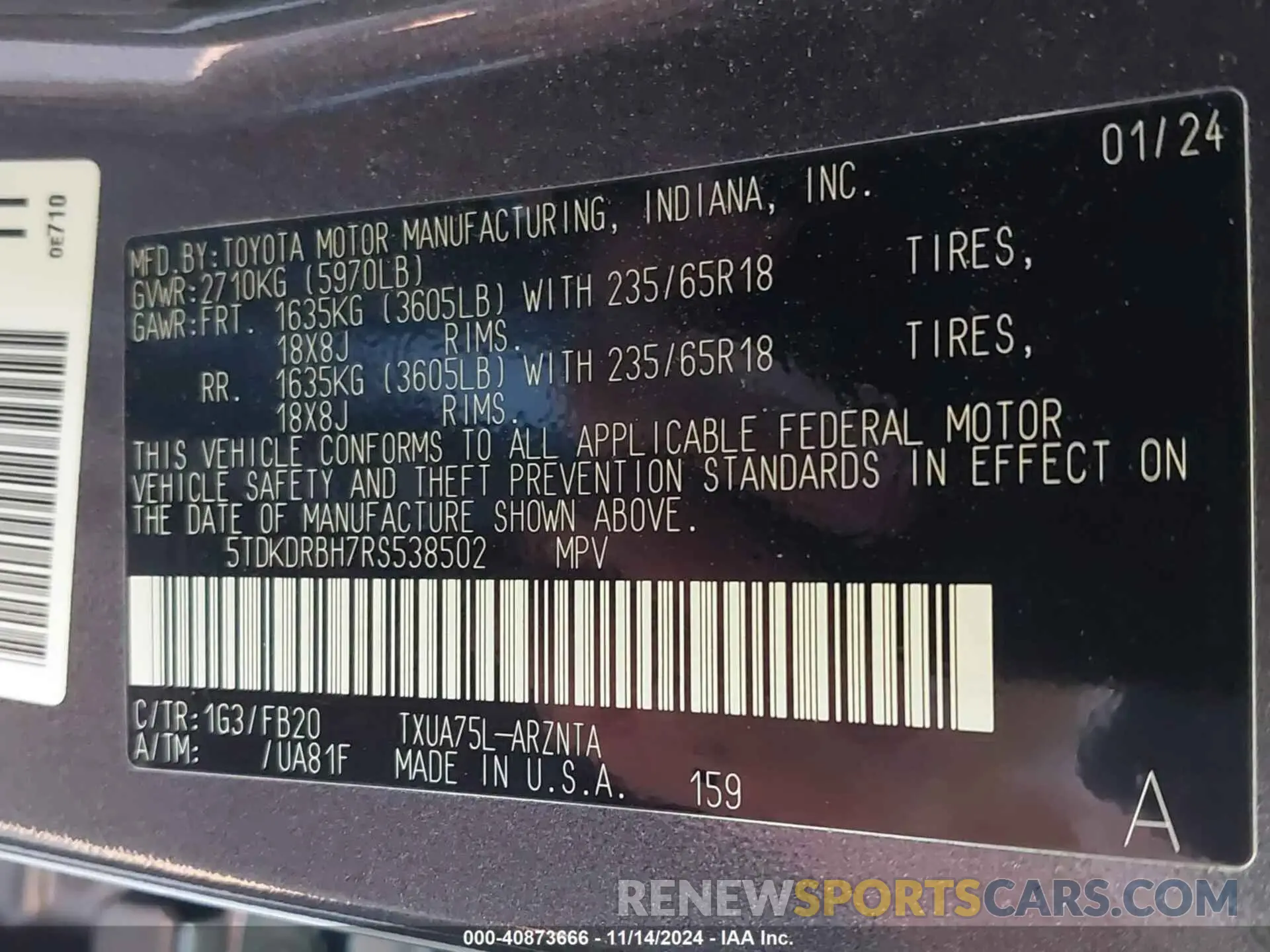 9 Photograph of a damaged car 5TDKDRBH7RS538502 TOYOTA HIGHLANDER 2024