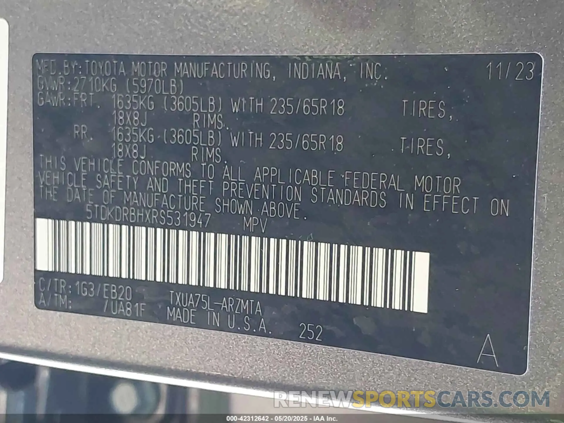 9 Фотография поврежденного автомобиля 5TDKDRBHXRS531947 TOYOTA HIGHLANDER 2024