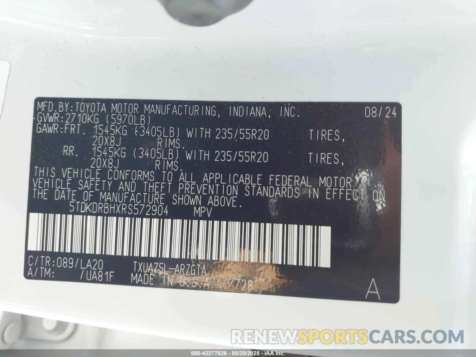 9 Фотография поврежденного автомобиля 5TDKDRBHXRS572904 TOYOTA HIGHLANDER 2024