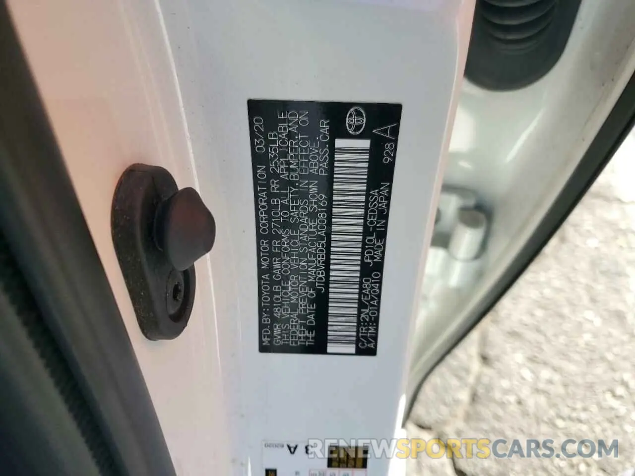 12 Photograph of a damaged car JTDBVRBD5LA008169 TOYOTA MIRAI 2020