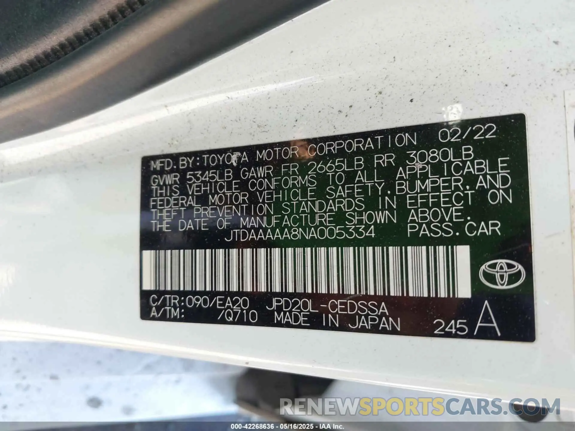 9 Фотография поврежденного автомобиля JTDAAAAA8NA005334 TOYOTA MIRAI 2022