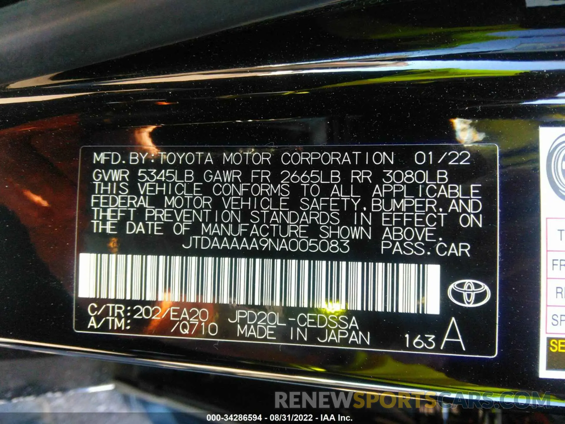 9 Фотография поврежденного автомобиля JTDAAAAA9NA005083 TOYOTA MIRAI 2022