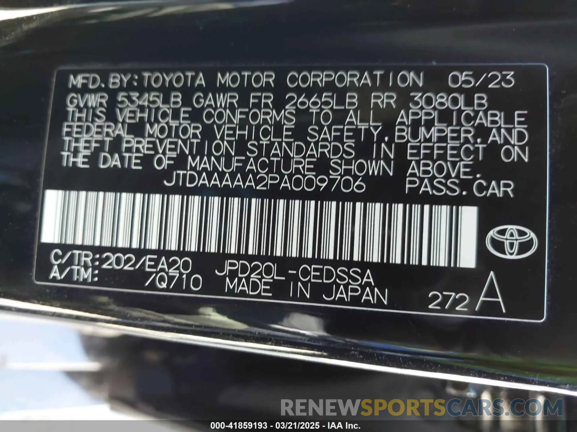 9 Фотография поврежденного автомобиля JTDAAAAA2PA009706 TOYOTA MIRAI 2023