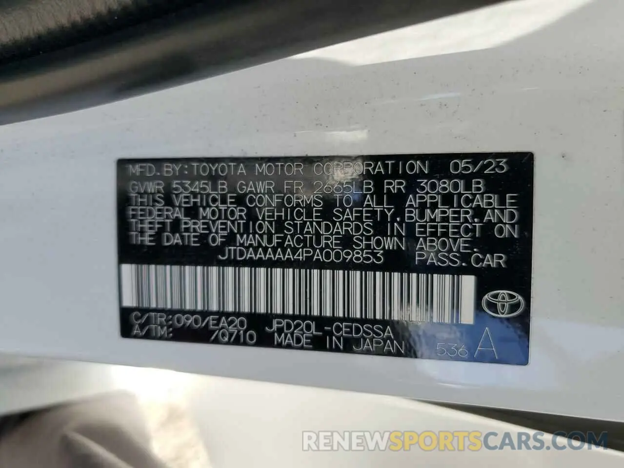 13 Photograph of a damaged car JTDAAAAA4PA009853 TOYOTA MIRAI 2023
