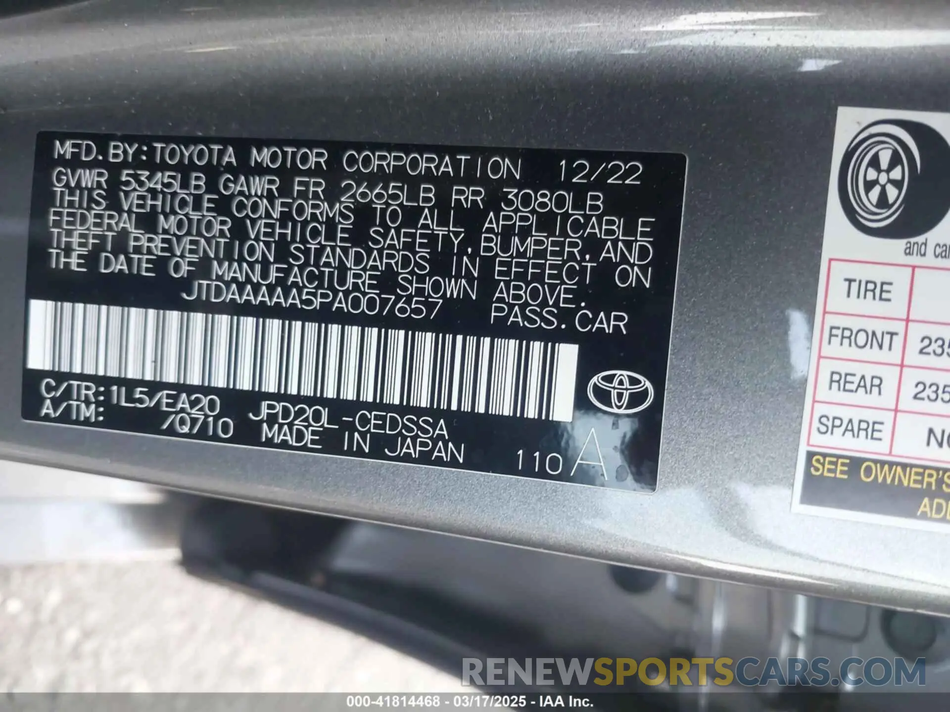 9 Photograph of a damaged car JTDAAAAA5PA007657 TOYOTA MIRAI 2023