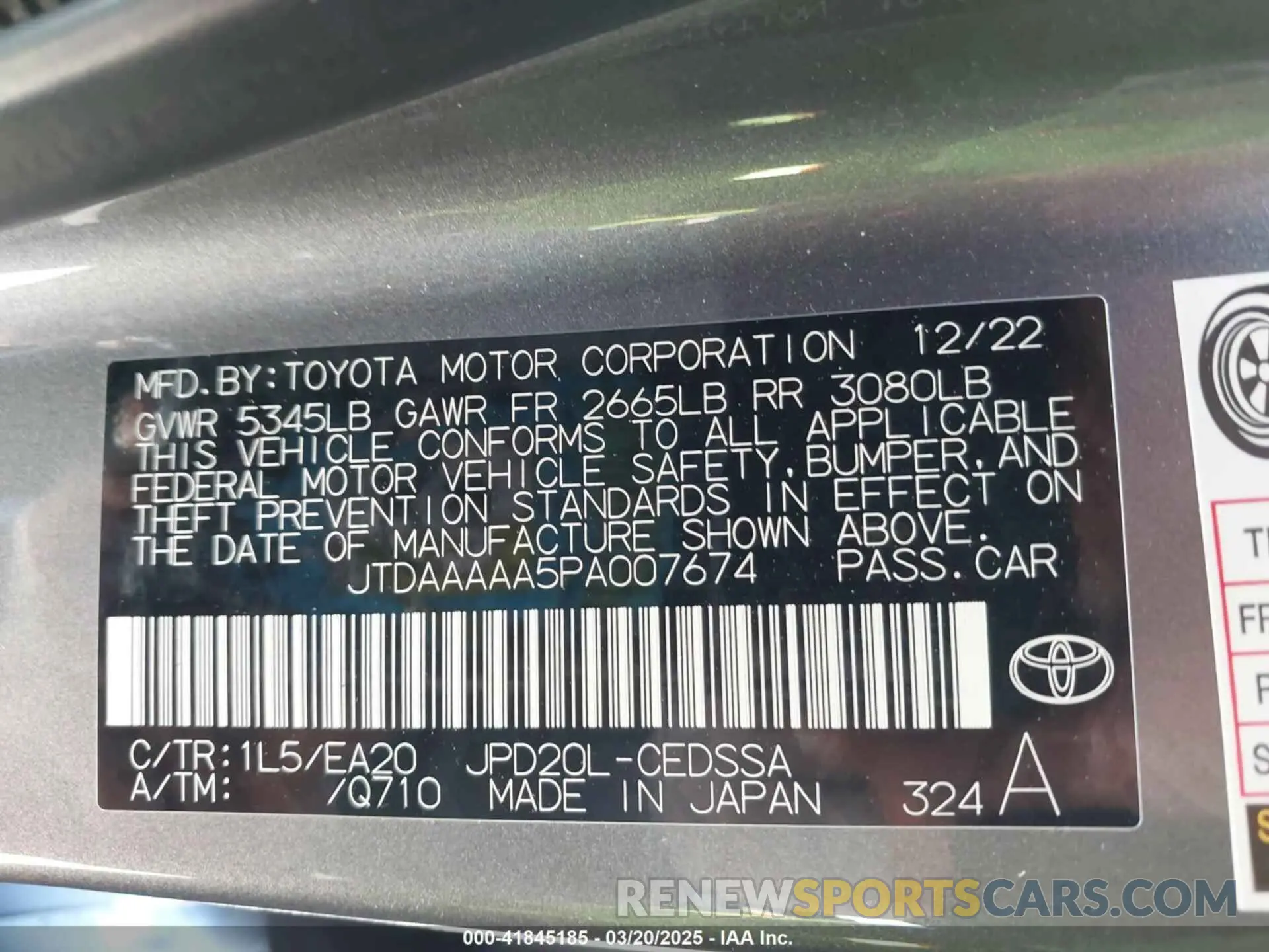 9 Photograph of a damaged car JTDAAAAA5PA007674 TOYOTA MIRAI 2023