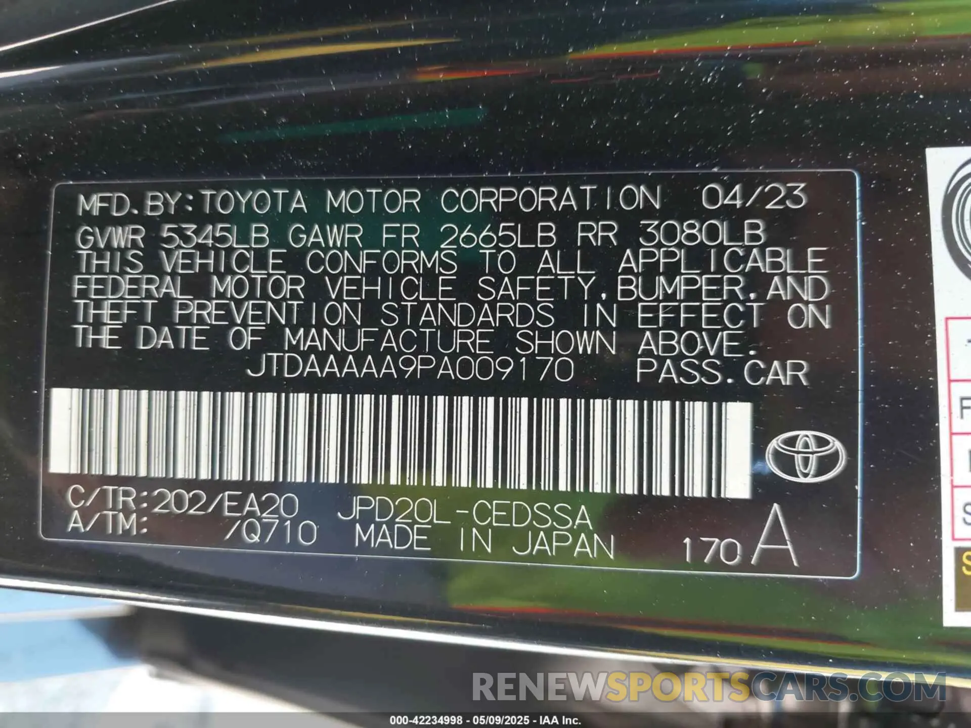 9 Фотография поврежденного автомобиля JTDAAAAA9PA009170 TOYOTA MIRAI 2023