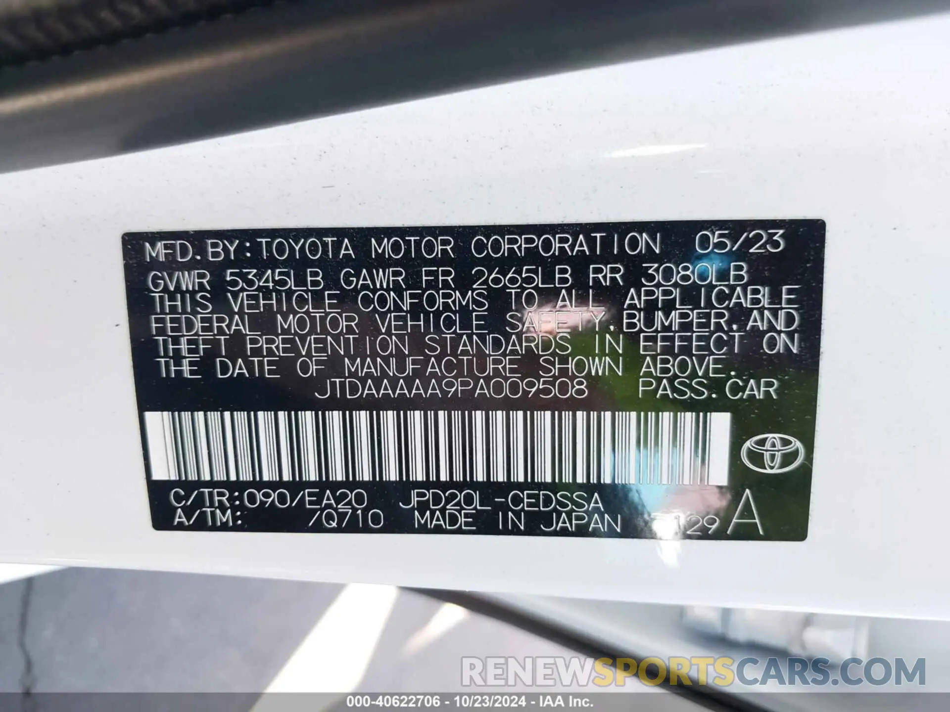 9 Photograph of a damaged car JTDAAAAA9PA009508 TOYOTA MIRAI 2023