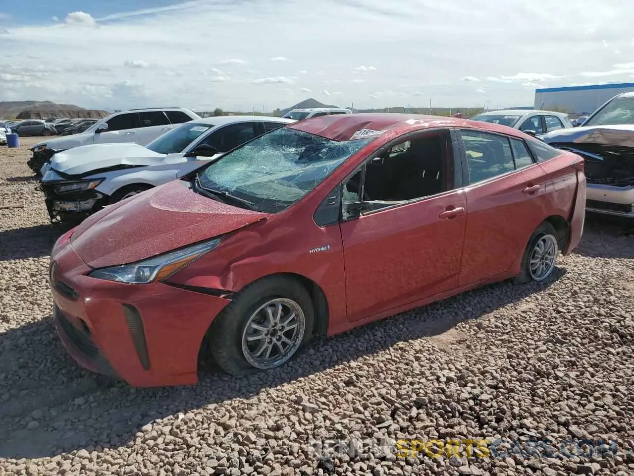 1 Photograph of a damaged car JTDKARFU0K3094760 TOYOTA PRIUS 2019