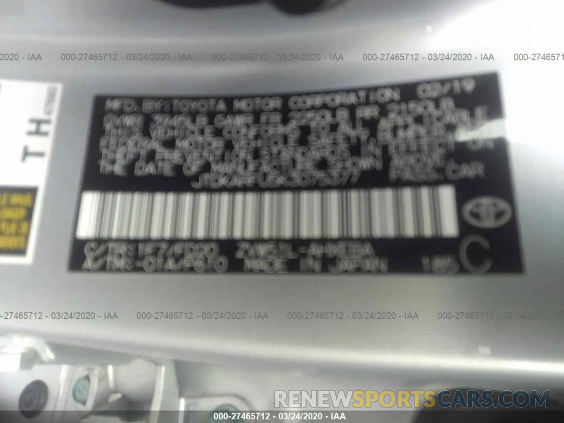 9 Photograph of a damaged car JTDKARFU5K3075377 TOYOTA PRIUS 2019