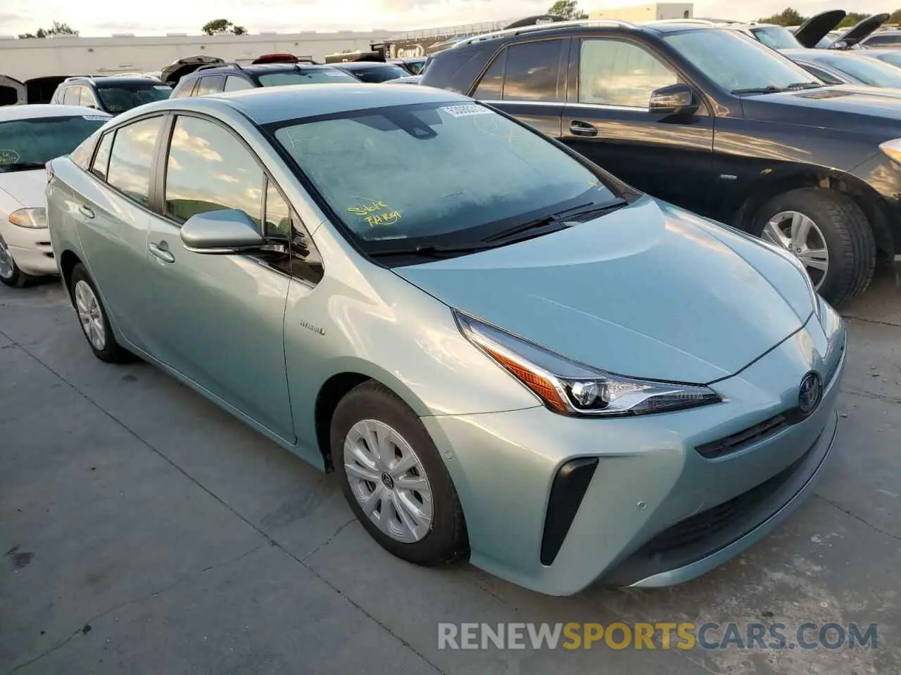 1 Photograph of a damaged car JTDKARFU6K3099574 TOYOTA PRIUS 2019