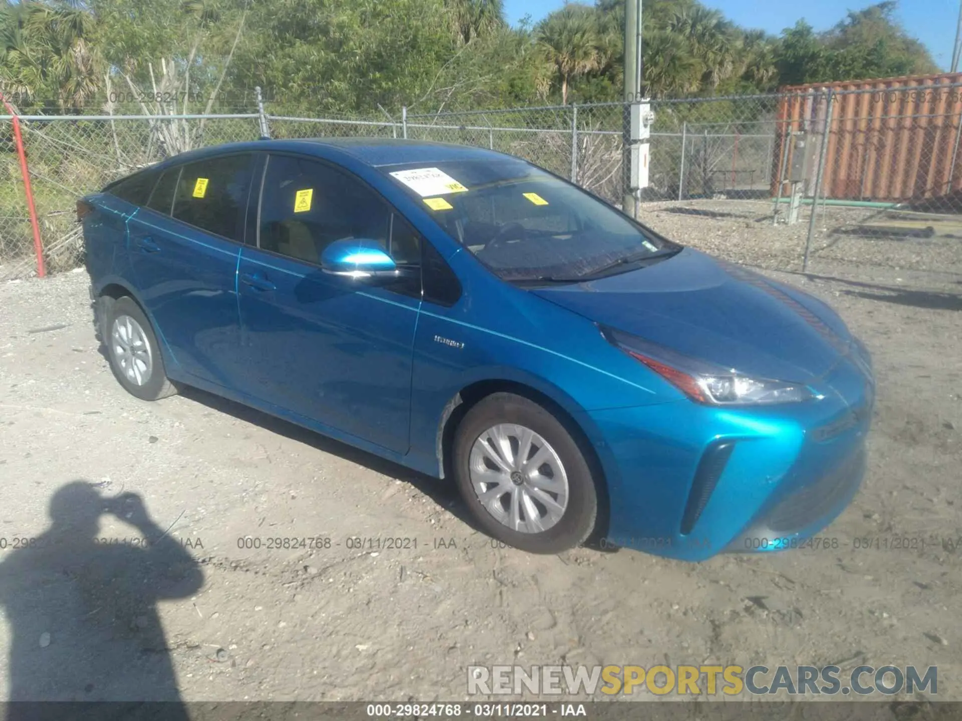 1 Photograph of a damaged car JTDKARFU8K3092089 TOYOTA PRIUS 2019