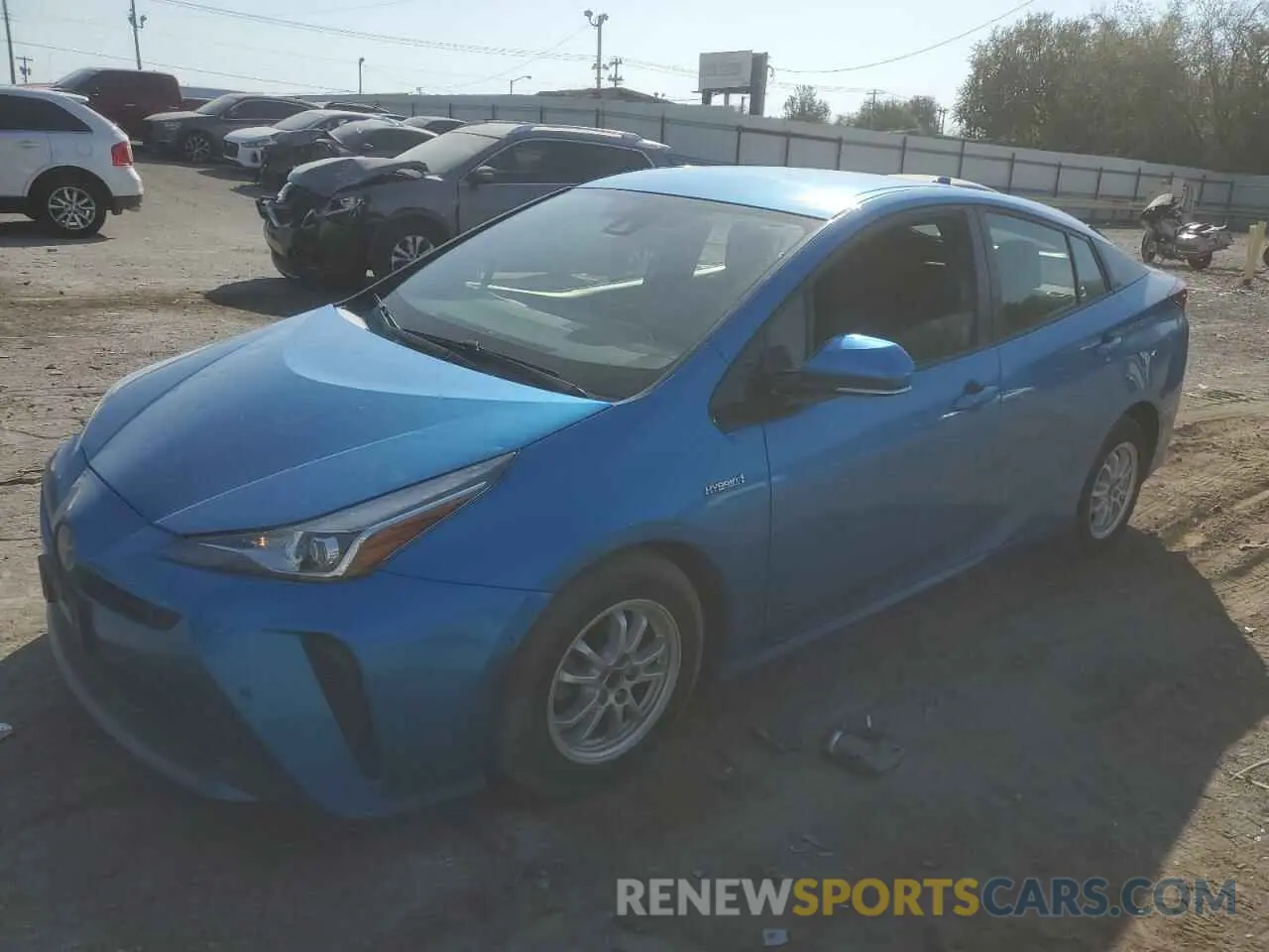 1 Photograph of a damaged car JTDKARFU9K3080615 TOYOTA PRIUS 2019