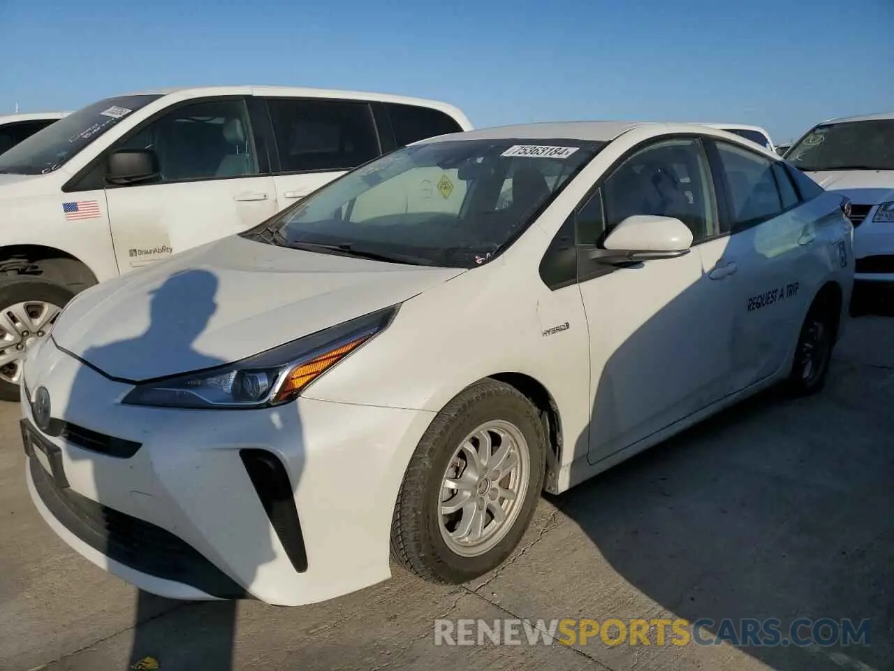 1 Photograph of a damaged car JTDKARFUXK3087041 TOYOTA PRIUS 2019