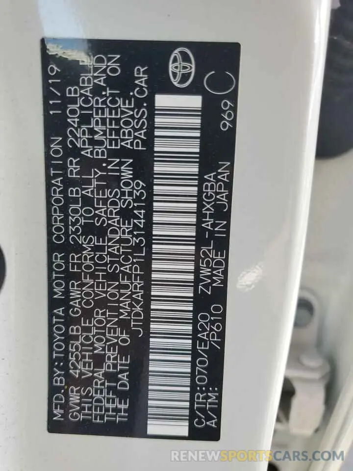 13 Photograph of a damaged car JTDKARFP1L3144139 TOYOTA PRIUS 2020