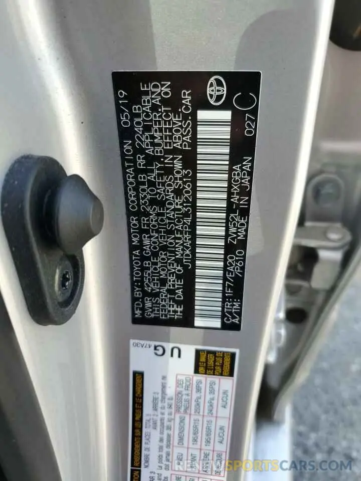 13 Фотография поврежденного автомобиля JTDKARFP4L3120613 TOYOTA PRIUS 2020