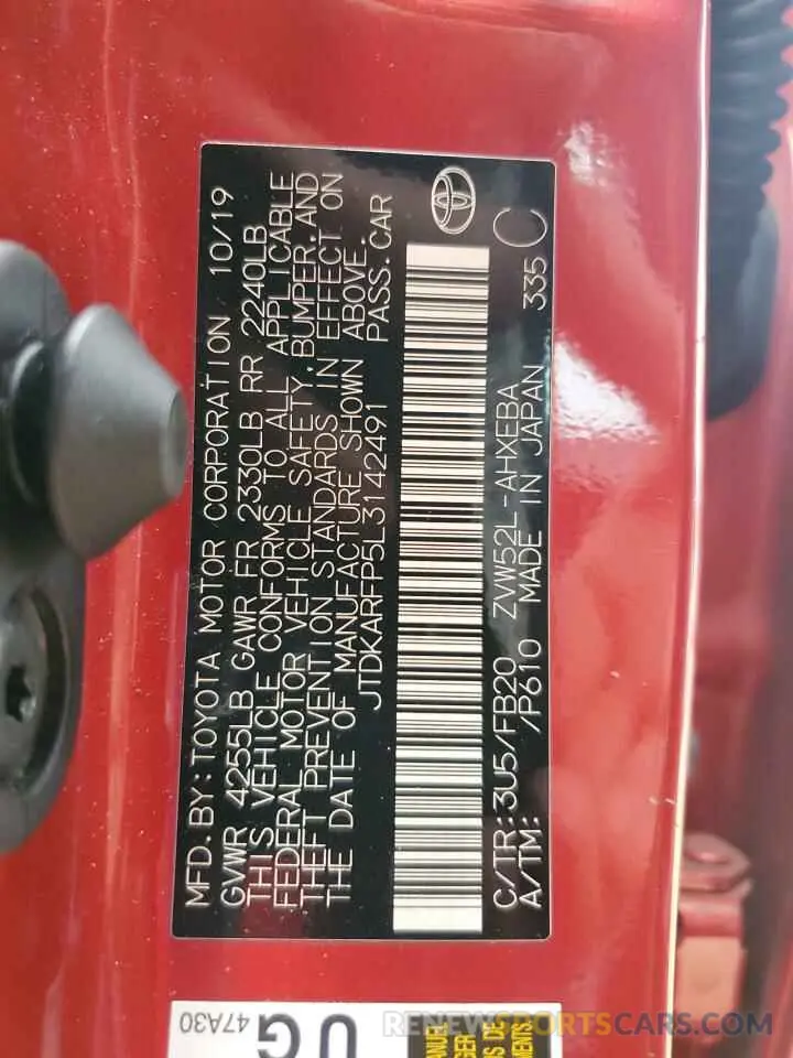 13 Photograph of a damaged car JTDKARFP5L3142491 TOYOTA PRIUS 2020