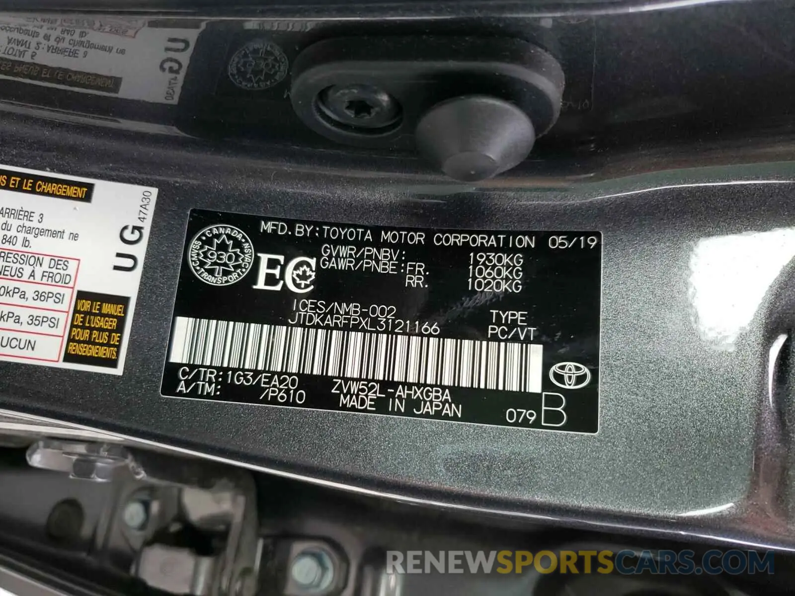 10 Photograph of a damaged car JTDKARFPXL3121166 TOYOTA PRIUS 2020