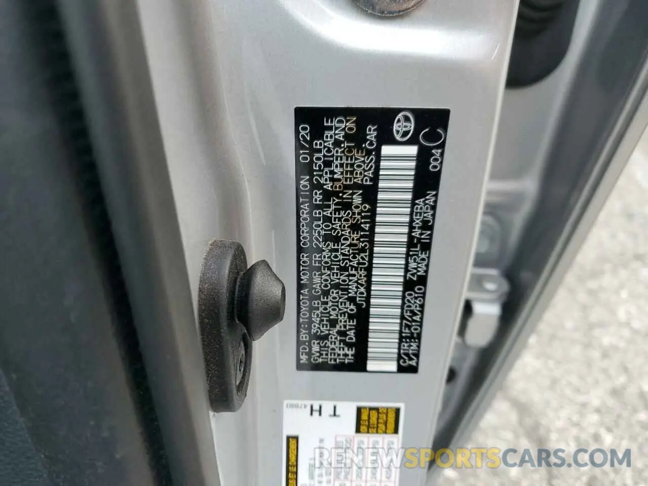 13 Photograph of a damaged car JTDKARFU2L3114119 TOYOTA PRIUS 2020