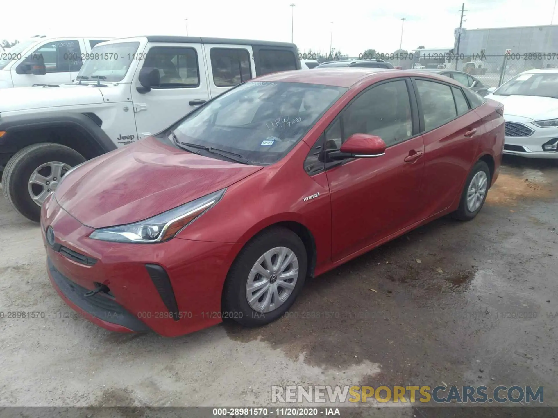 2 Photograph of a damaged car JTDKARFU3L3109897 TOYOTA PRIUS 2020