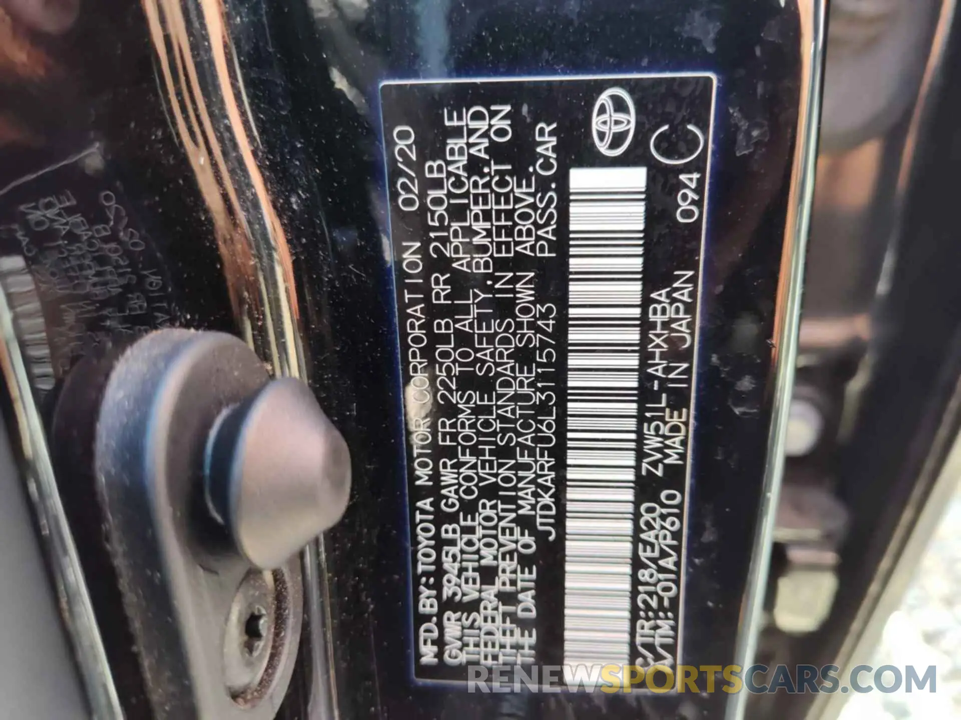 8 Фотография поврежденного автомобиля JTDKARFU6L3115743 TOYOTA PRIUS 2020