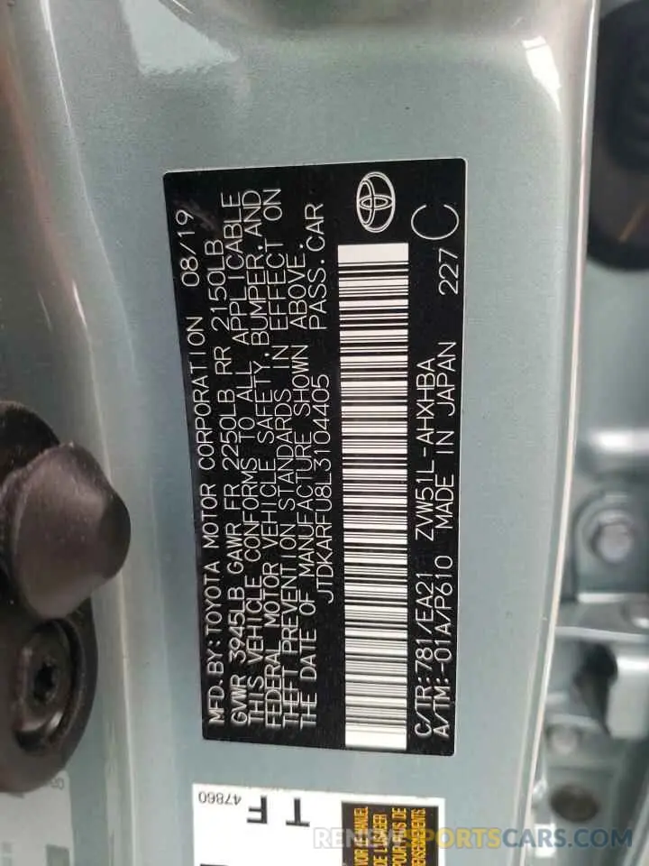 12 Фотография поврежденного автомобиля JTDKARFU8L3104405 TOYOTA PRIUS 2020