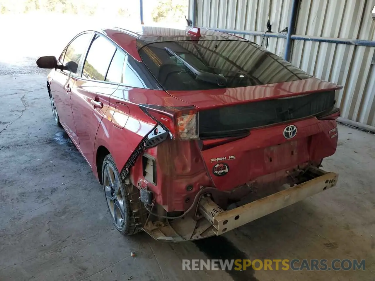3 Photograph of a damaged car JTDKARFU8L3105540 TOYOTA PRIUS 2020