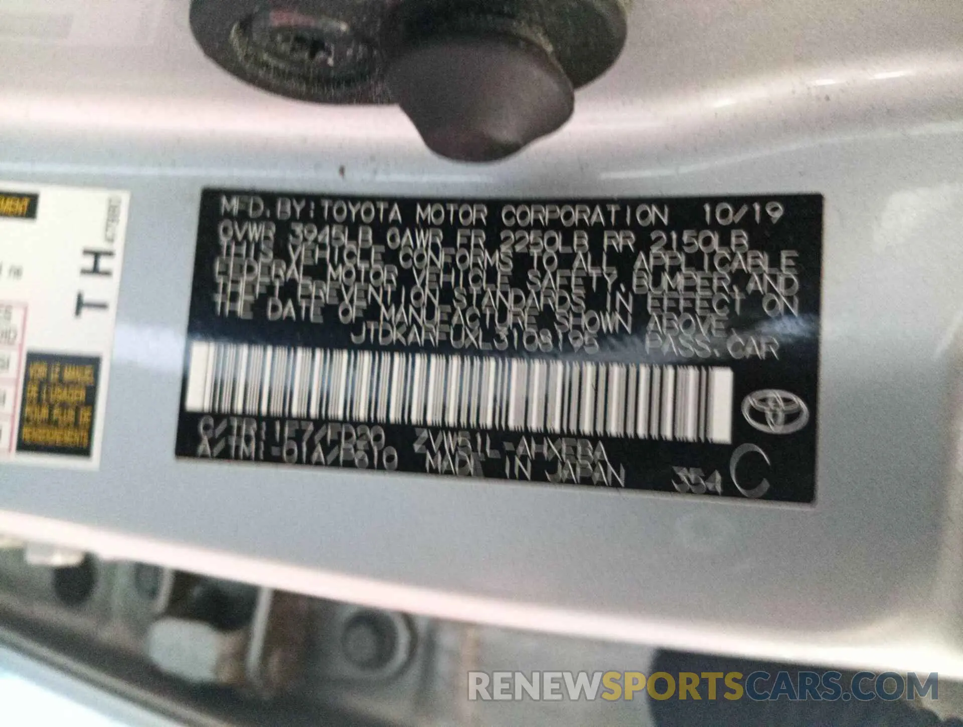 31 Photograph of a damaged car JTDKARFUXL3108195 TOYOTA PRIUS 2020