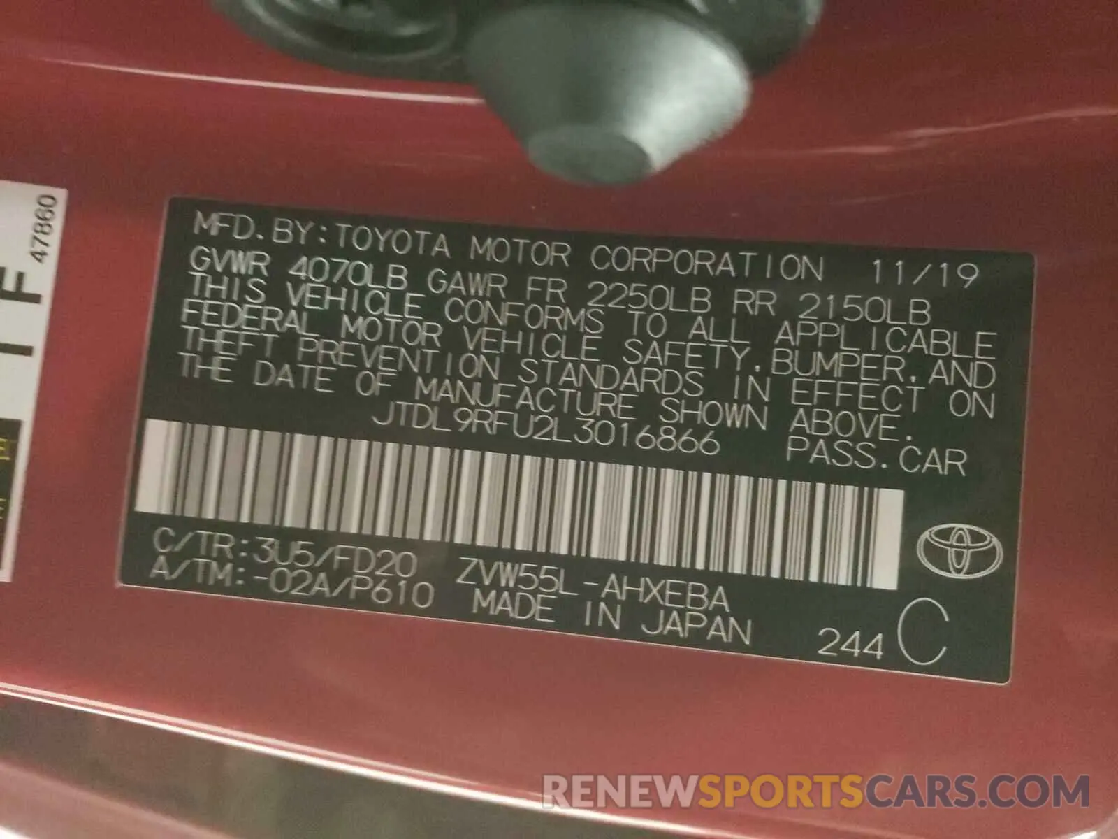 10 Photograph of a damaged car JTDL9RFU2L3016866 TOYOTA PRIUS 2020