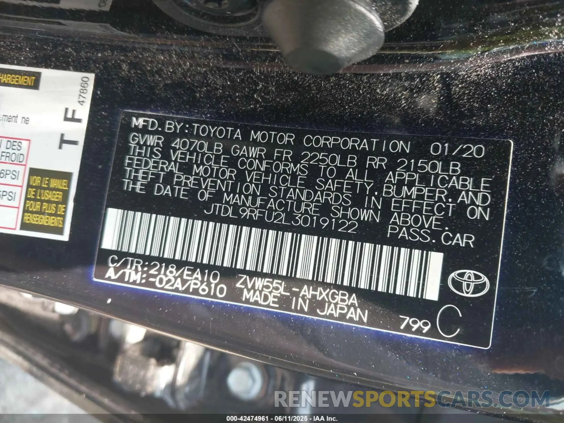 9 Photograph of a damaged car JTDL9RFU2L3019122 TOYOTA PRIUS 2020