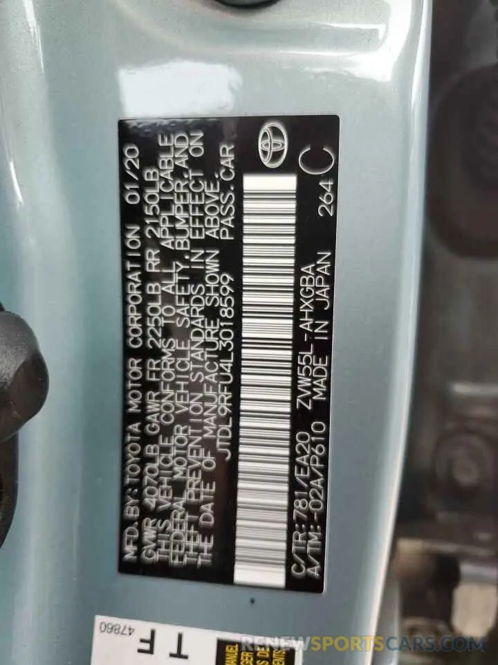 13 Фотография поврежденного автомобиля JTDL9RFU4L3018599 TOYOTA PRIUS 2020