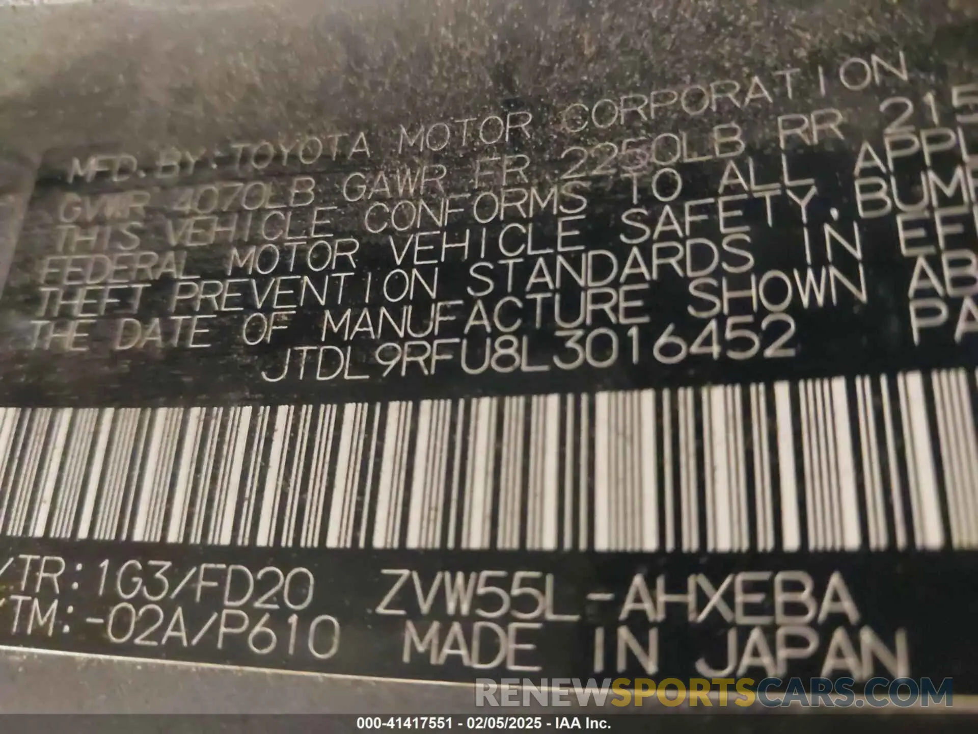 9 Photograph of a damaged car JTDL9RFU8L3016452 TOYOTA PRIUS 2020