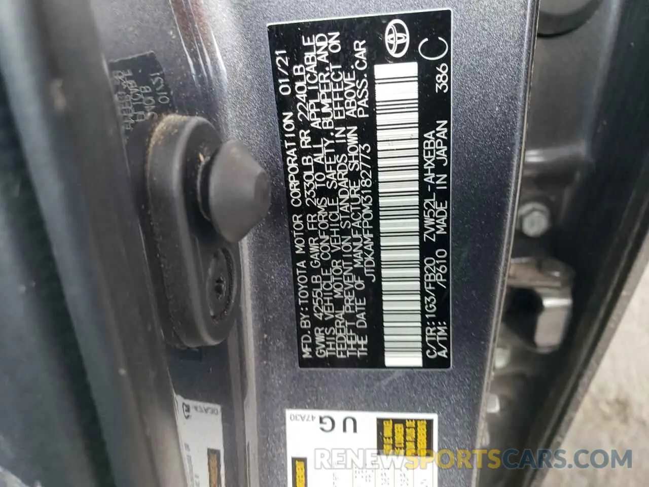 14 Фотография поврежденного автомобиля JTDKAMFP0M3182773 TOYOTA PRIUS 2021