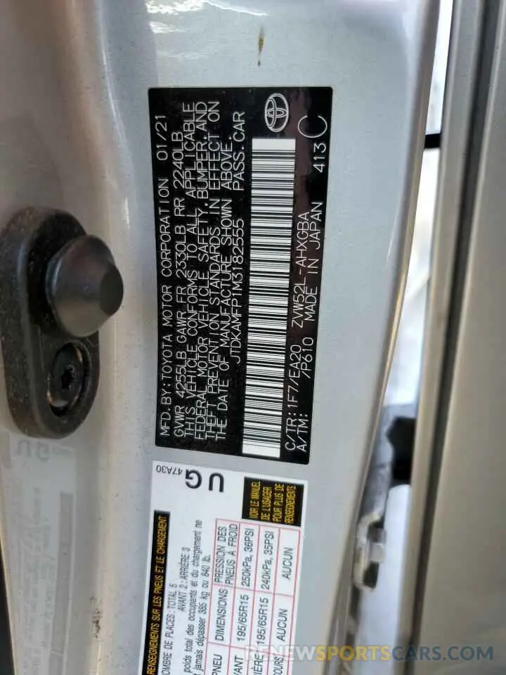 12 Photograph of a damaged car JTDKAMFP1M3182555 TOYOTA PRIUS 2021