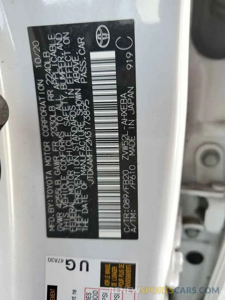 13 Photograph of a damaged car JTDKAMFP2M3173895 TOYOTA PRIUS 2021