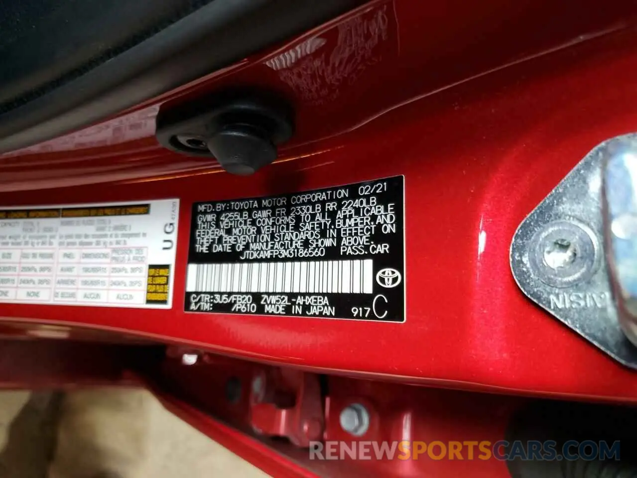 12 Фотография поврежденного автомобиля JTDKAMFP3M3186560 TOYOTA PRIUS 2021