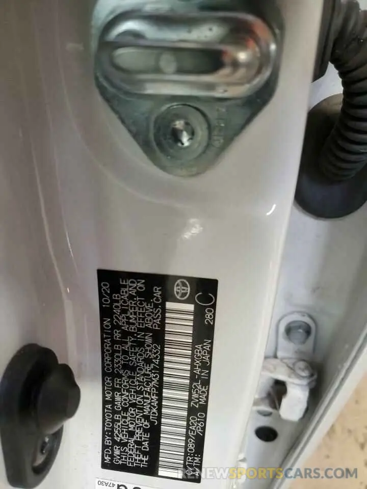12 Photograph of a damaged car JTDKAMFP7M3174332 TOYOTA PRIUS 2021