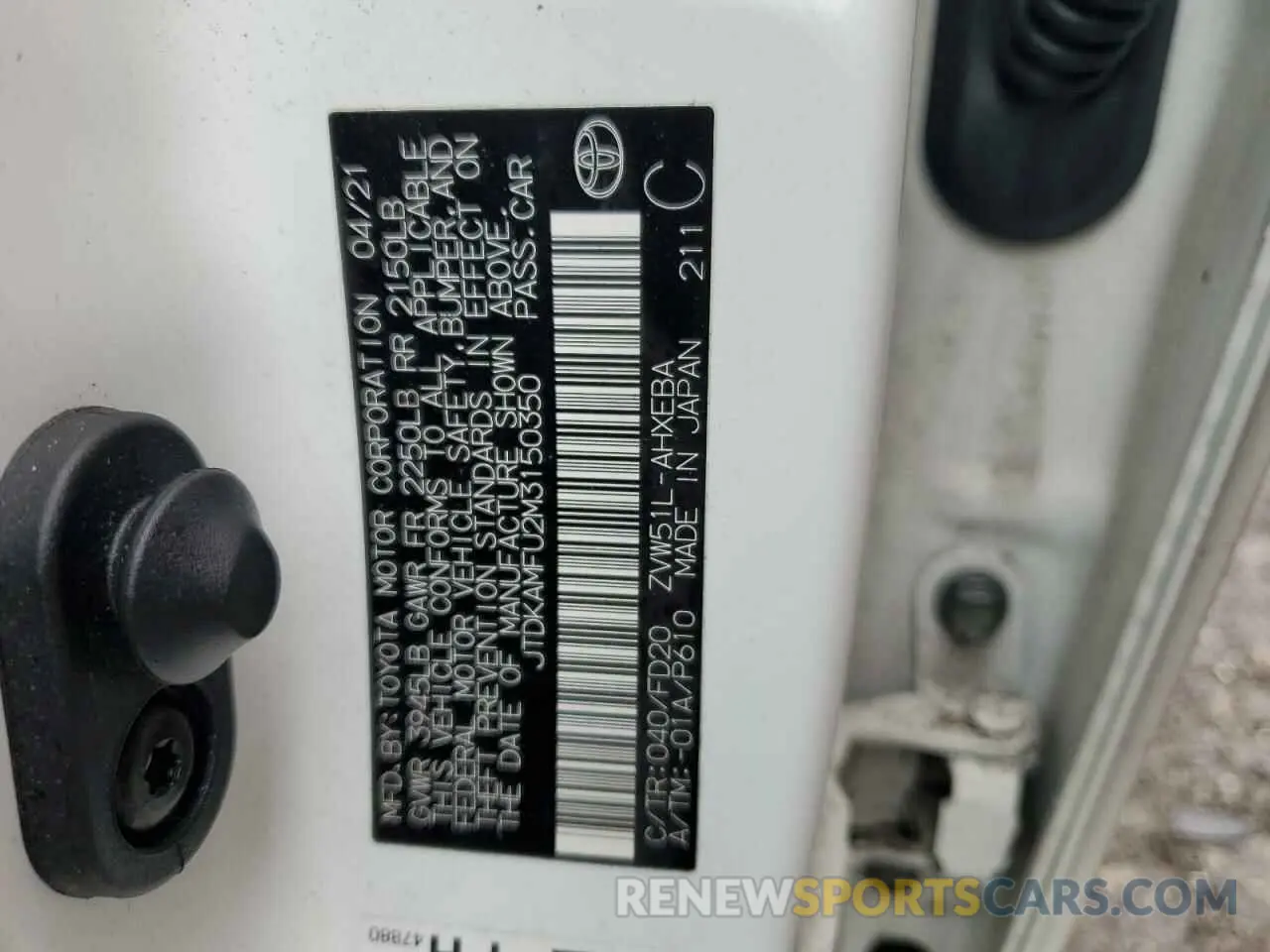 14 Photograph of a damaged car JTDKAMFU2M3150350 TOYOTA PRIUS 2021