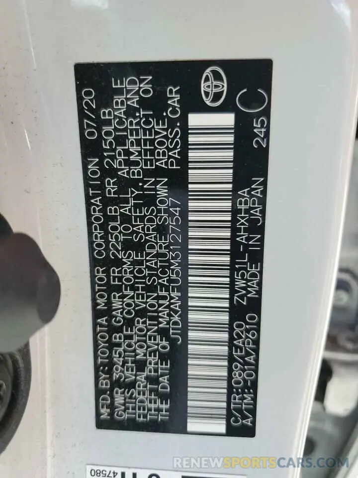 12 Фотография поврежденного автомобиля JTDKAMFU5M3127547 TOYOTA PRIUS 2021