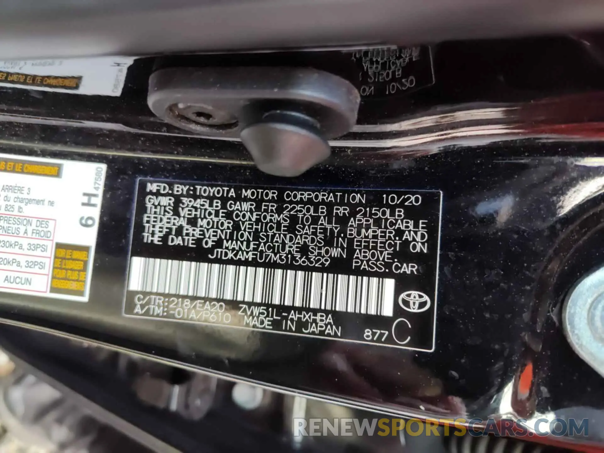 47 Фотография поврежденного автомобиля JTDKAMFU7M3136329 TOYOTA PRIUS 2021
