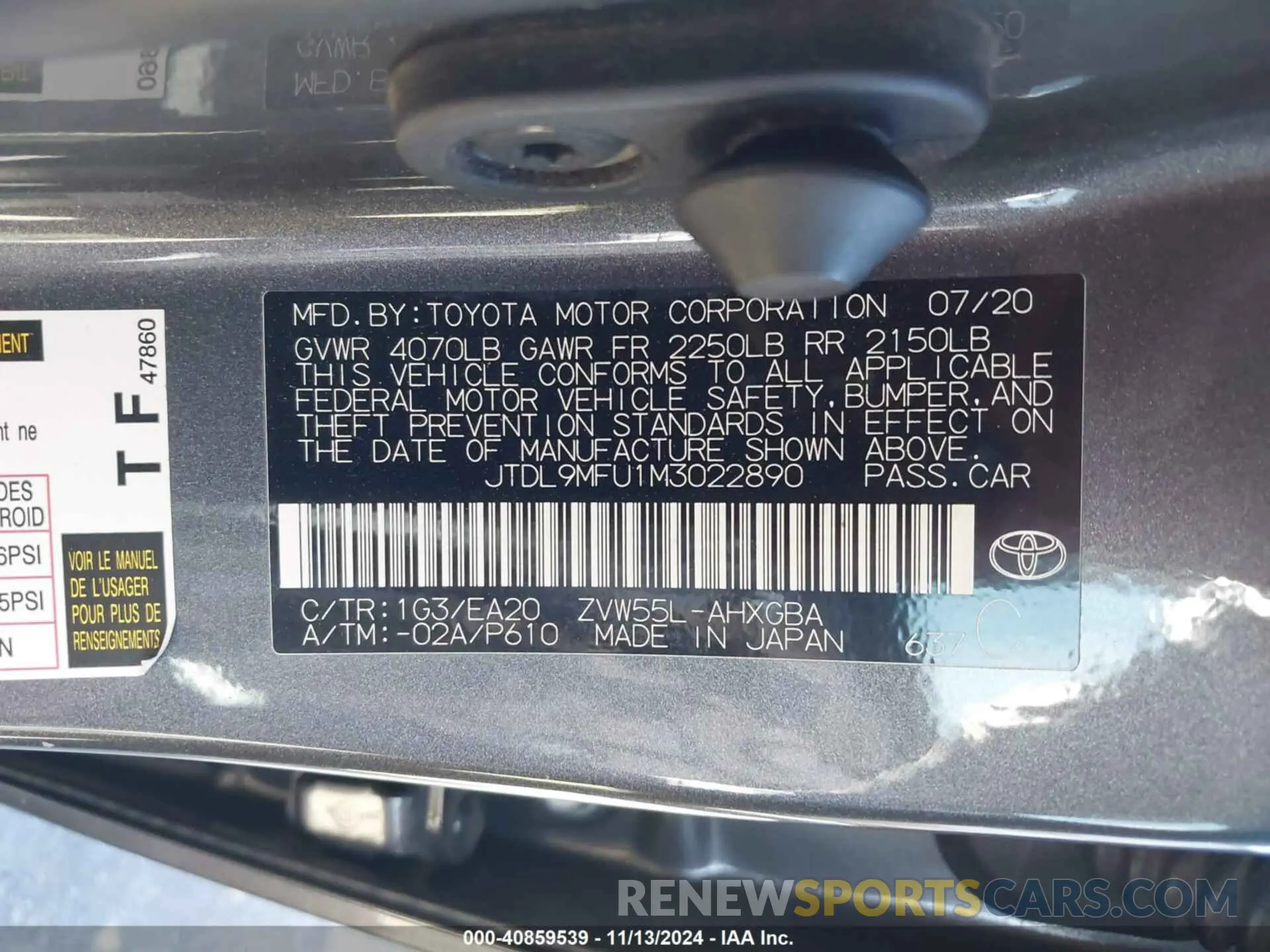 9 Фотография поврежденного автомобиля JTDL9MFU1M3022890 TOYOTA PRIUS 2021