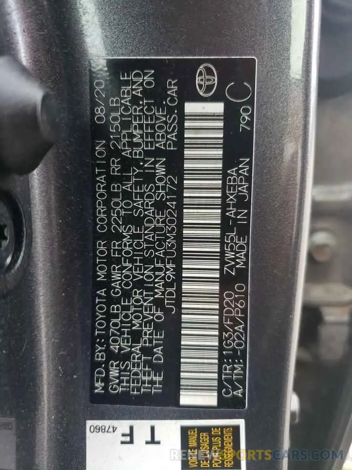 13 Photograph of a damaged car JTDL9MFU3M3024172 TOYOTA PRIUS 2021