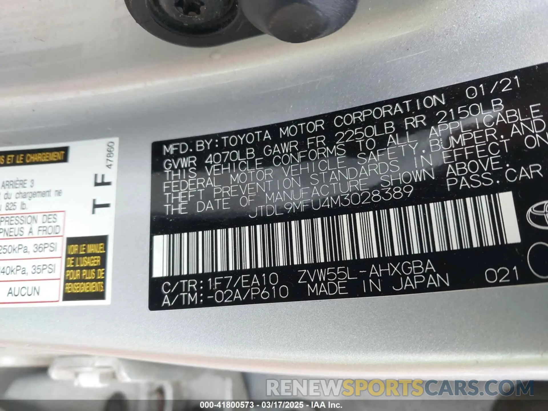 9 Photograph of a damaged car JTDL9MFU4M3028389 TOYOTA PRIUS 2021
