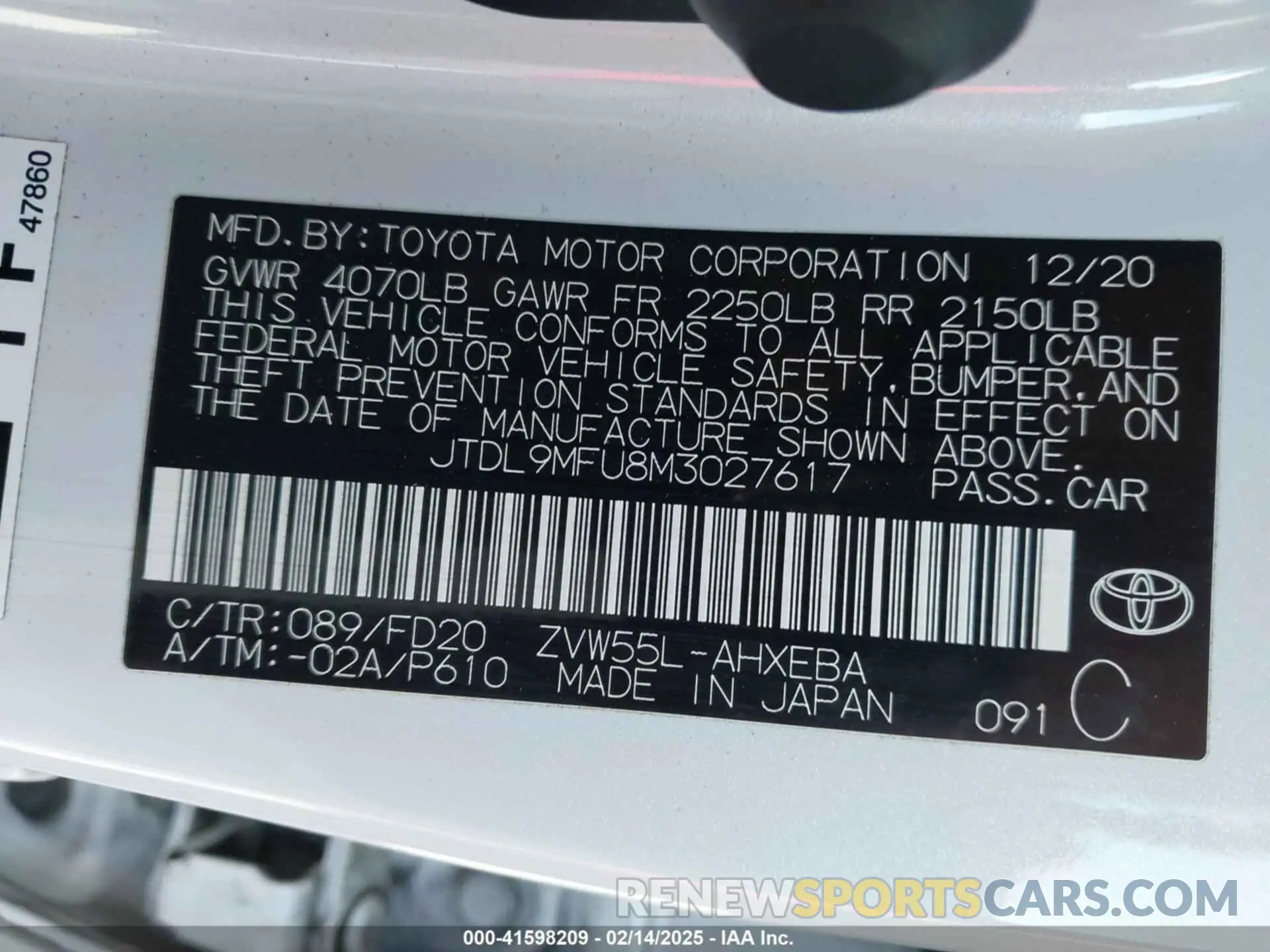 9 Photograph of a damaged car JTDL9MFU8M3027617 TOYOTA PRIUS 2021
