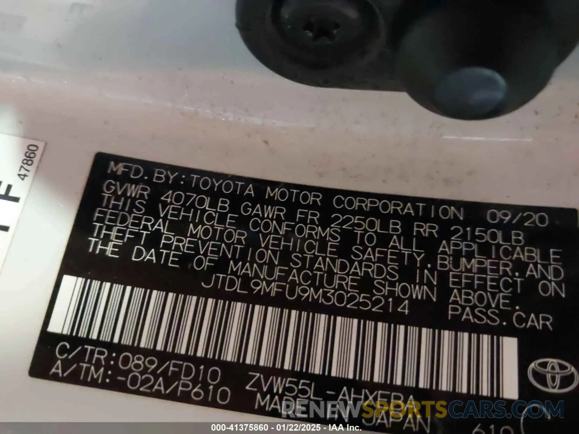 9 Фотография поврежденного автомобиля JTDL9MFU9M3025214 TOYOTA PRIUS 2021