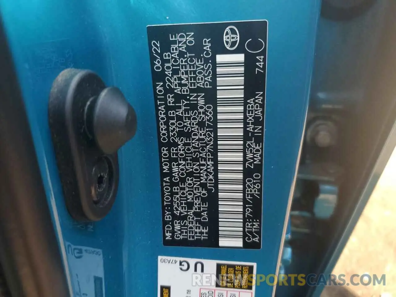12 Photograph of a damaged car JTDKAMFP7N3217360 TOYOTA PRIUS 2022