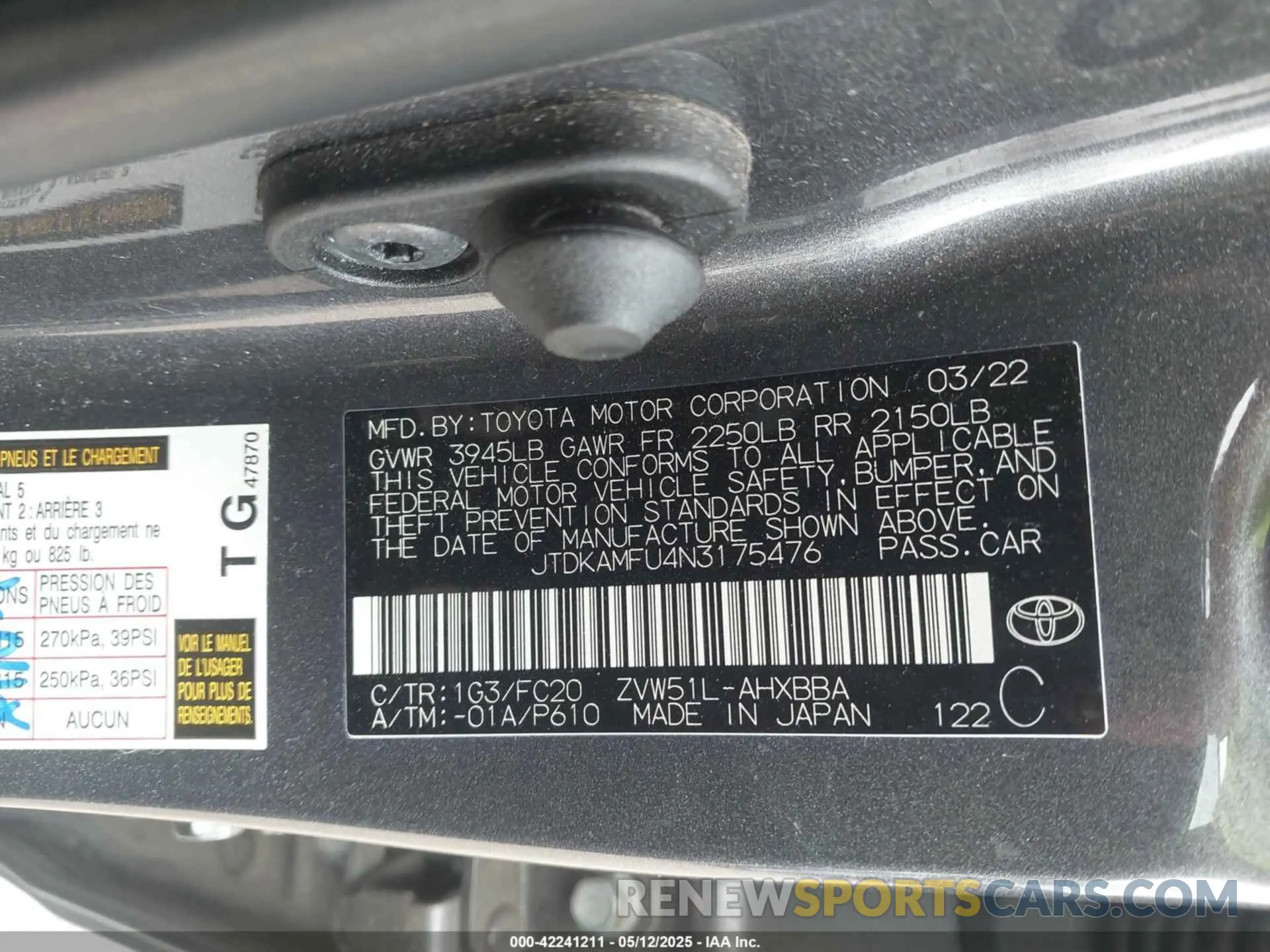 9 Photograph of a damaged car JTDKAMFU4N3175476 TOYOTA PRIUS 2022