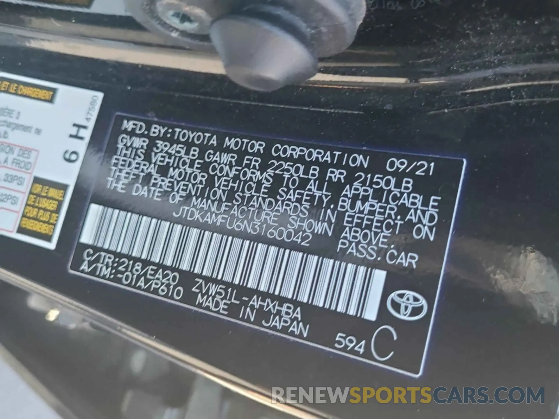 10 Photograph of a damaged car JTDKAMFU6N3160042 TOYOTA PRIUS 2022