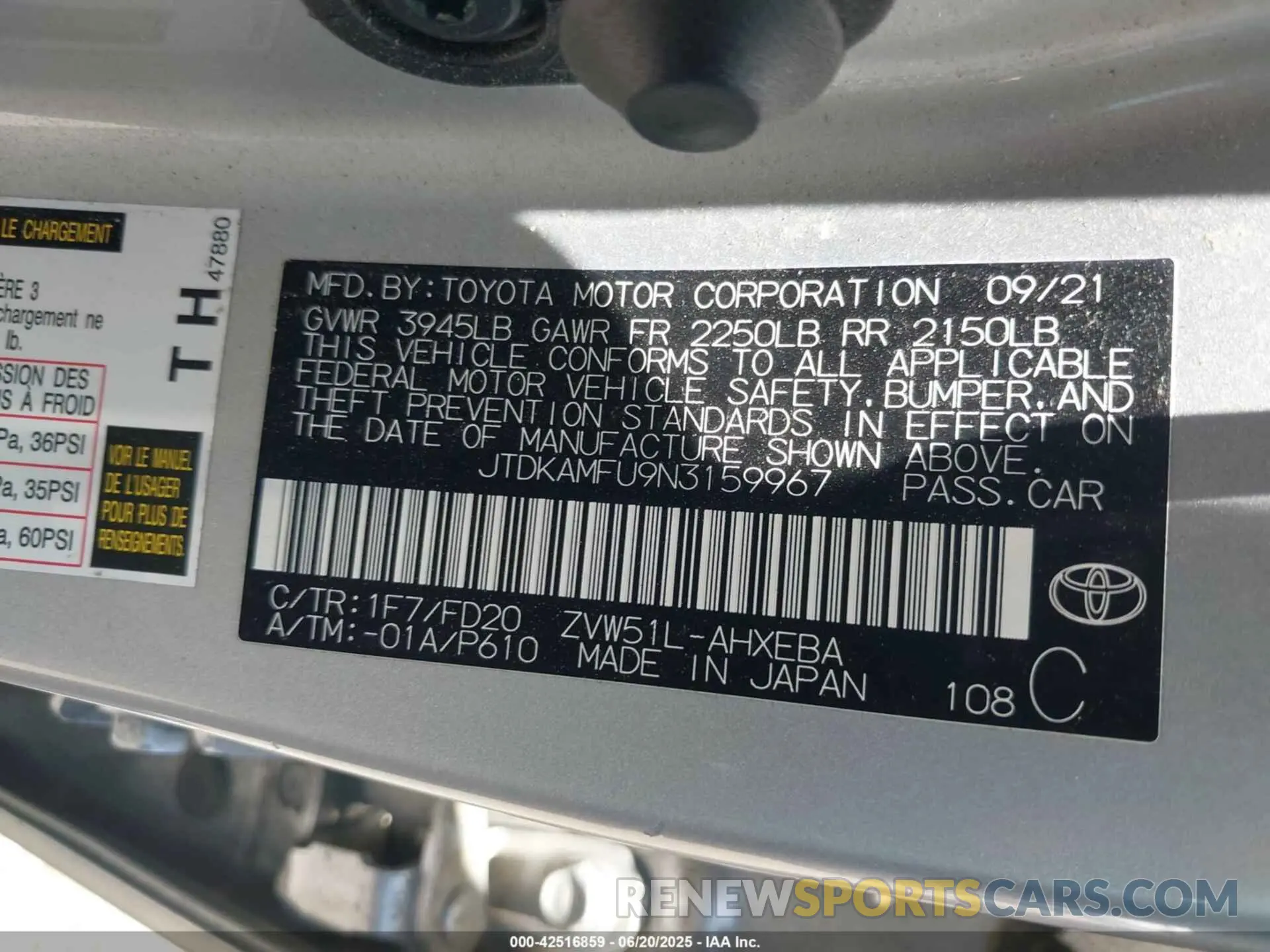 9 Photograph of a damaged car JTDKAMFU9N3159967 TOYOTA PRIUS 2022