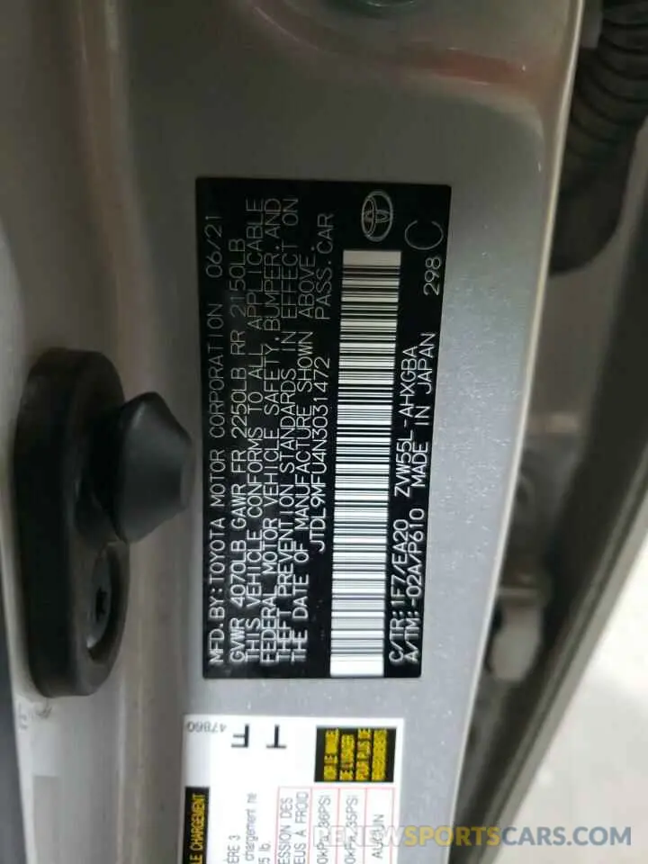 13 Фотография поврежденного автомобиля JTDL9MFU4N3031472 TOYOTA PRIUS 2022